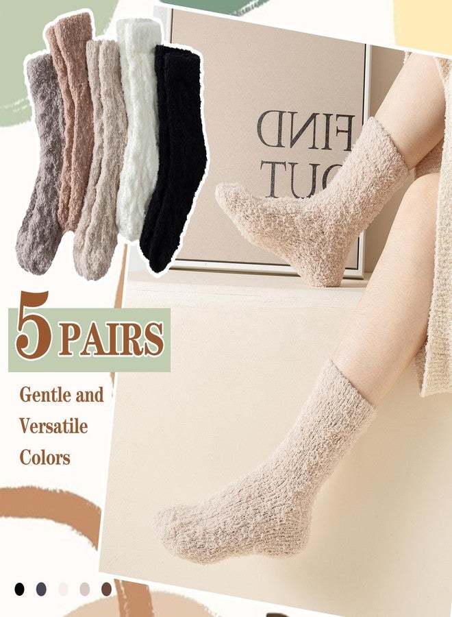 Premillow Fuzzy Socks for Women, Womens Winter Warm & Cozy Fluffy Socks 5 Pairs Ultra Soft Warm Fabric Sleeping Slipper Sock for Women Gifts - Image 5
